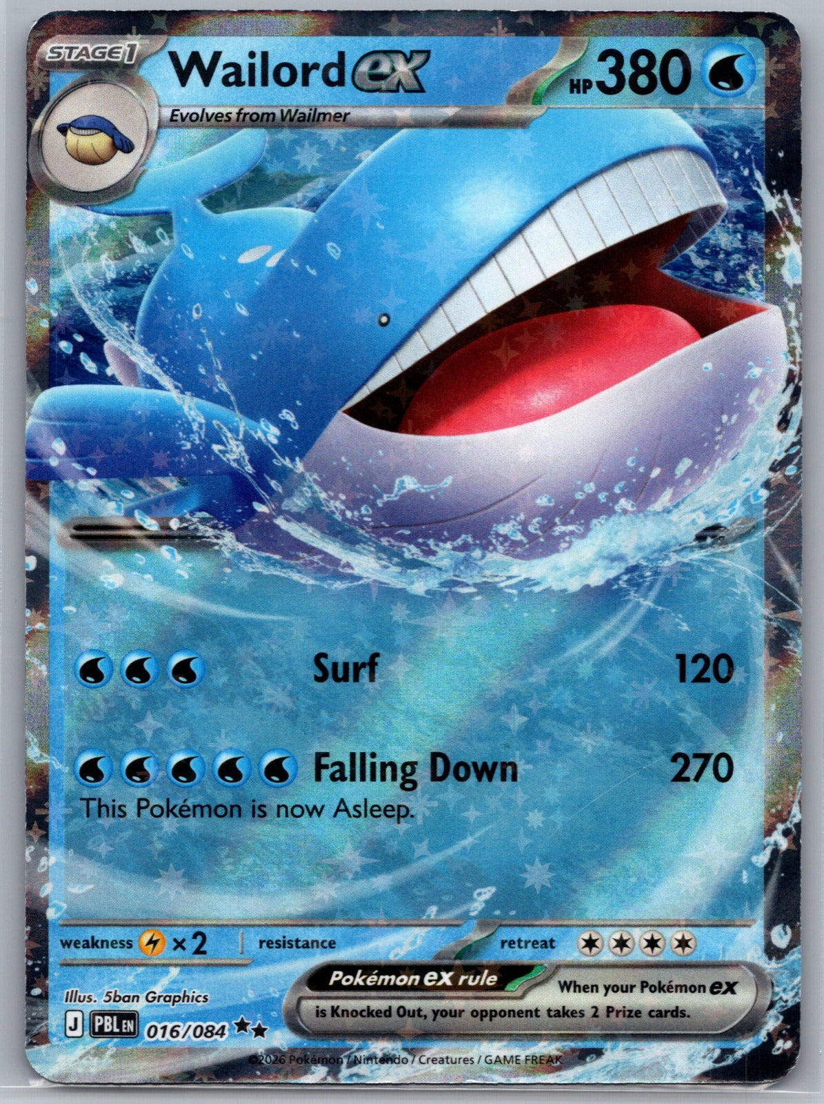Wailord ex Holo Double Rare ME05: Pitch Black 016/084 NM