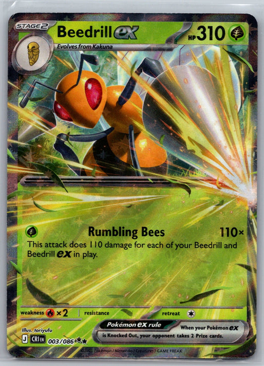 Beedrill ex Holo Double Rare ME04: Chaos Rising 003/086 NM