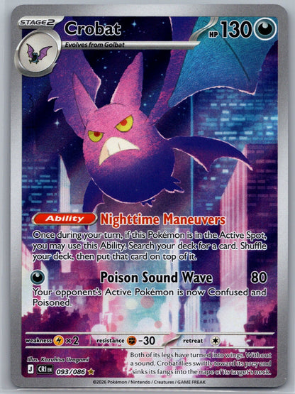 Crobat Holo Illustration Rare ME04: Chaos Rising 093/086 NM