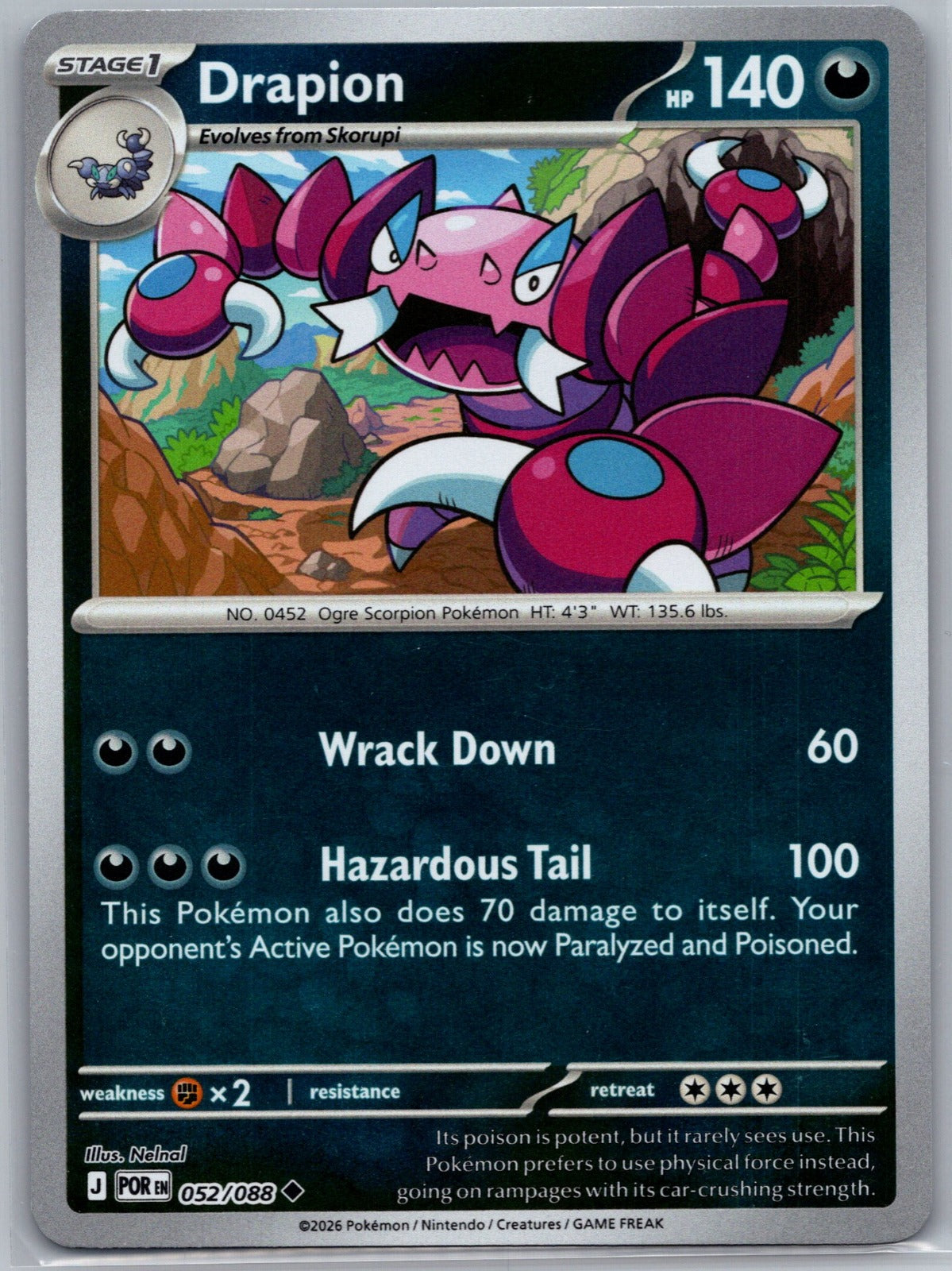 Drapion - Reverse Holo Uncommon ME03: Perfect Order 052/088 NM
