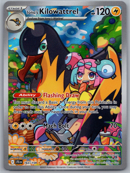 Iono's Kilowattrel Holo Illustration Rare SV09: Journey Together 163/159 NM