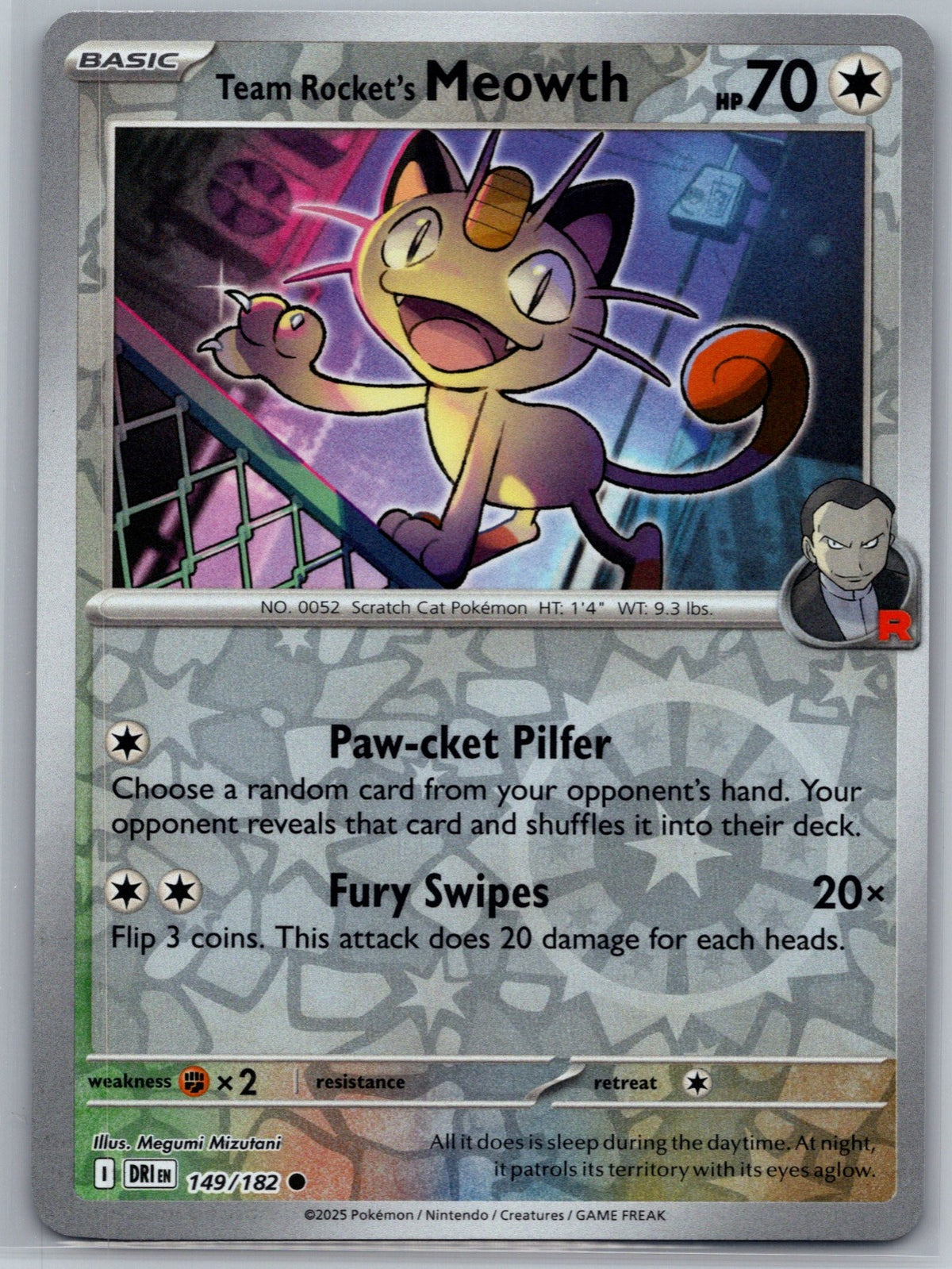 Team Rocket's Meowth Common SV10: Destined Rivals 149/182 NM