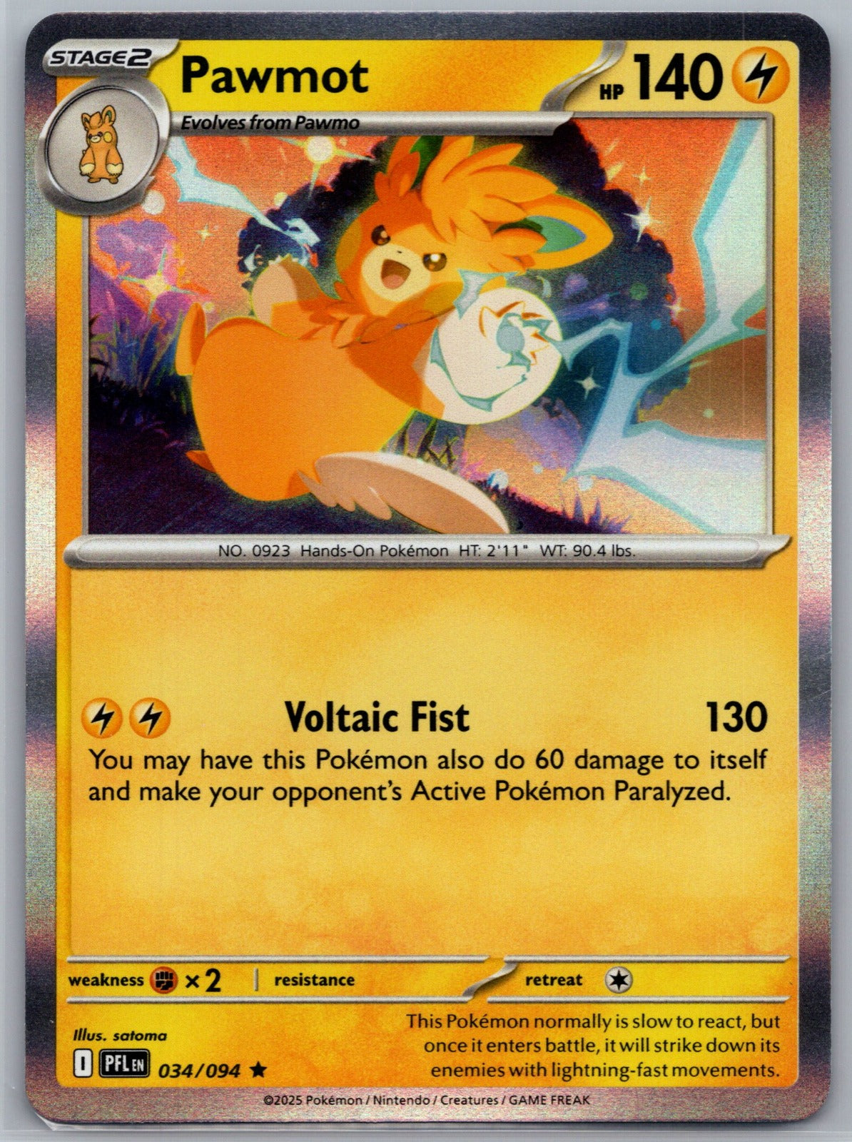 Pawmot Holo Rare ME02: Phantasmal Flames 034/094 NM