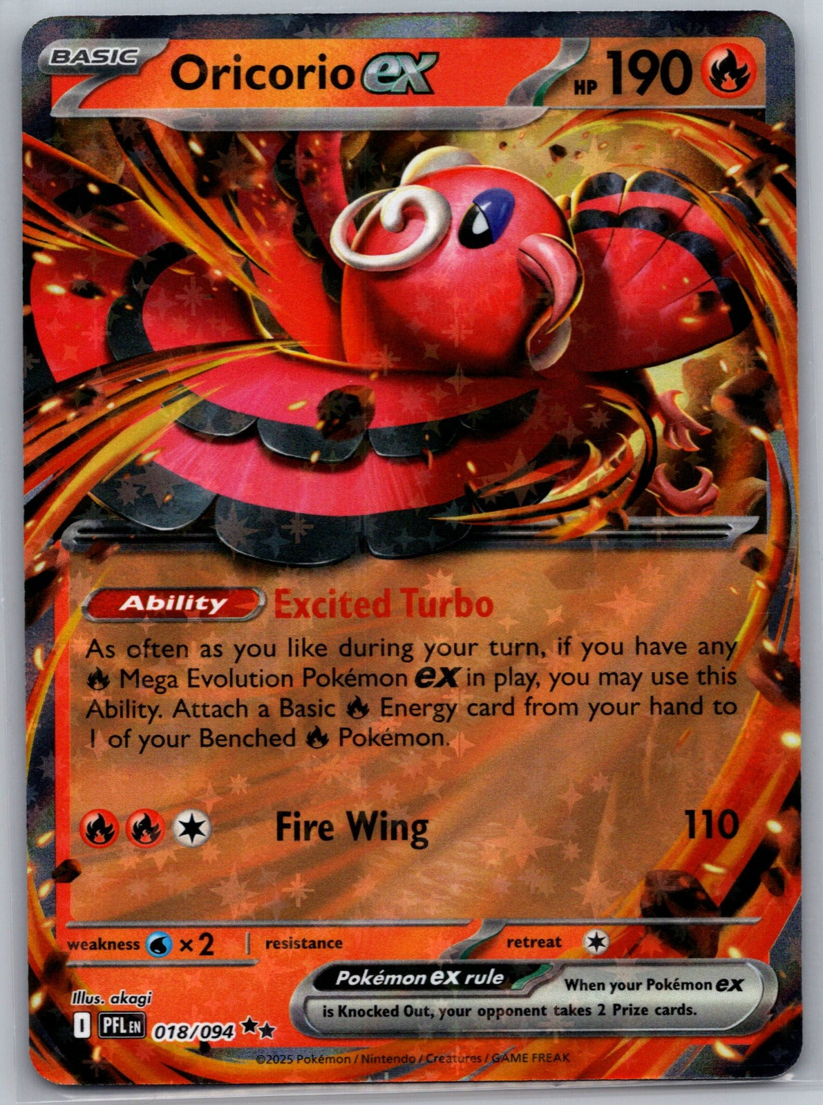 Oricorio ex Holo Double Rare ME02: Phantasmal Flames 018/094 NM
