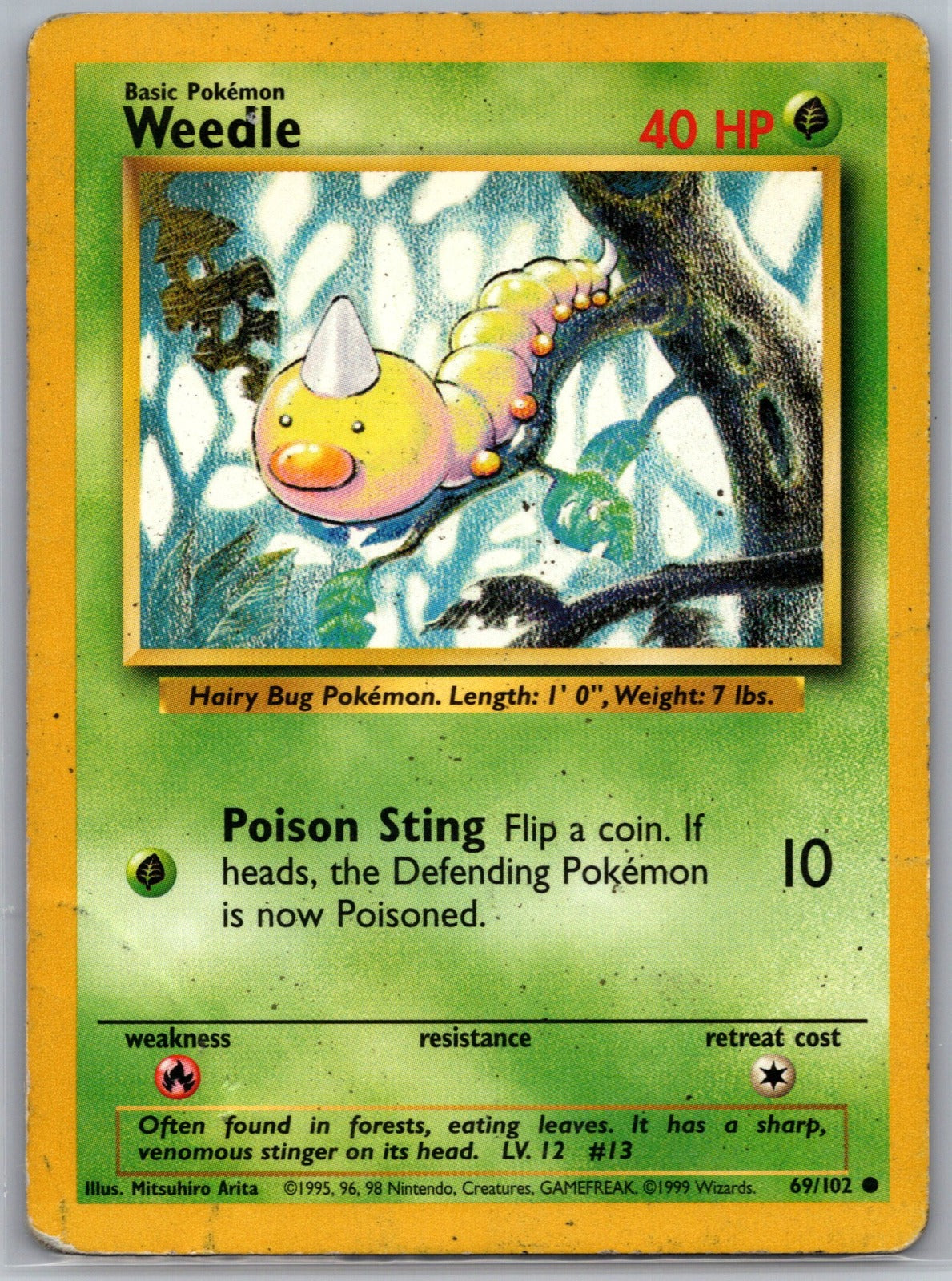 Weedle Common Base Set 069/102 NM