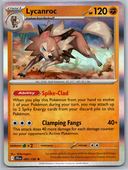Lycanroc Holo Rare SV09: Journey Together 085/159 NM