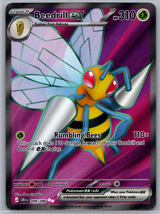 Beedrill ex Holo Ultra Rare ME04: Chaos Rising 098/086 NM