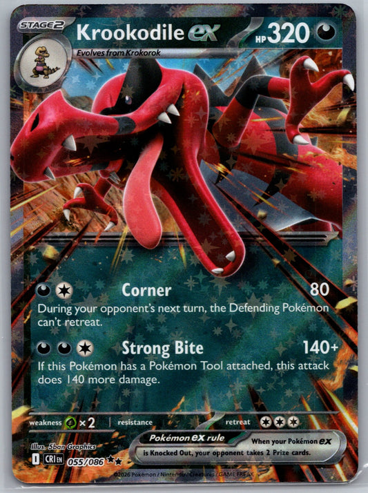 Krookodile ex Holo Double Rare ME04: Chaos Rising 055/086 NM