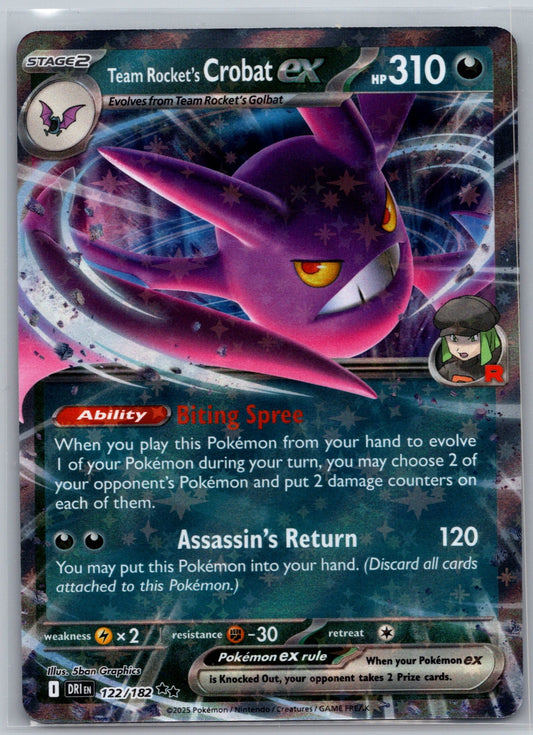 Team Rocket's Crobat ex Holo Double Rare SV10: Destined Rivals 122/182 NM