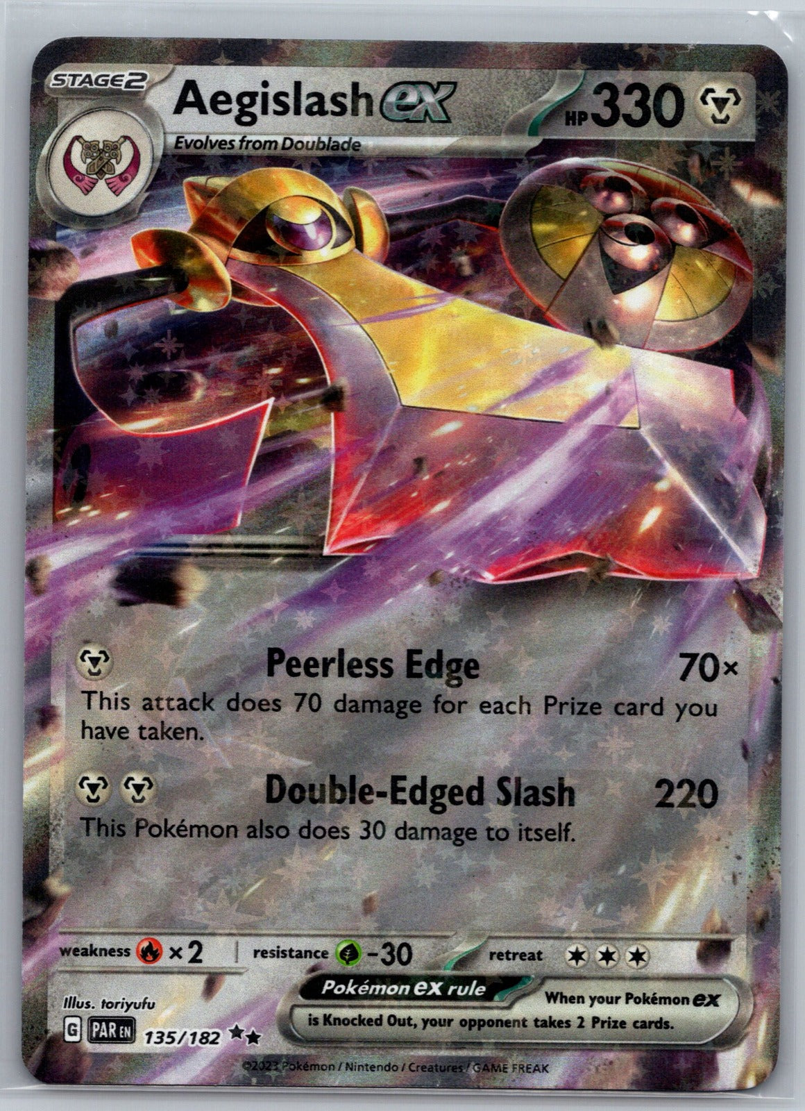 Aegislash ex Holo Double Rare SV04: Paradox Rift 135/182 NM