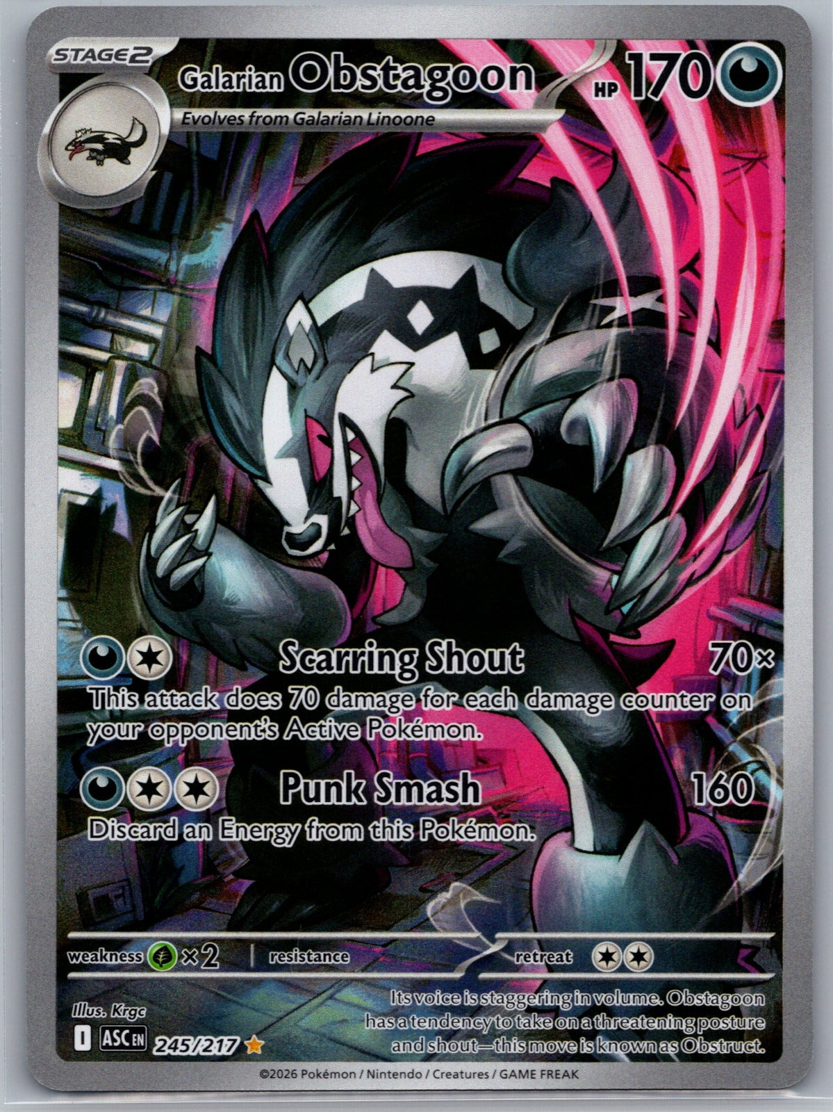 Galarian Obstagoon Holo Illustration Rare ME: Ascended Heroes 245/217 NM
