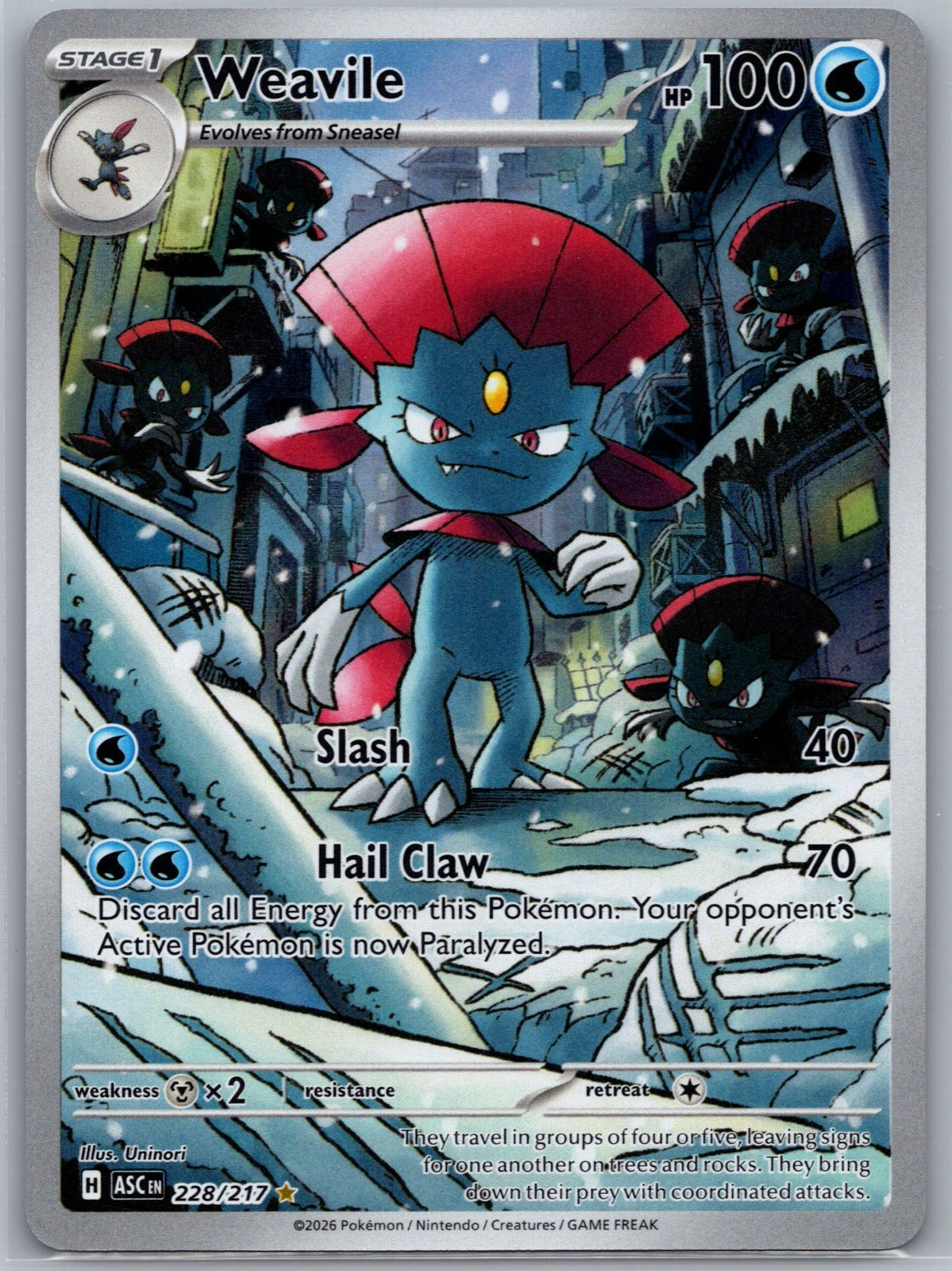 Weavile Holo Illustration Rare ME: Ascended Heroes 228/217 NM