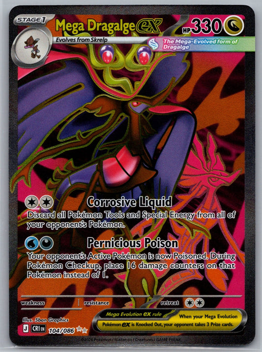 Mega Dragalge ex Holo Ultra Rare ME04: Chaos Rising 104/086 NM