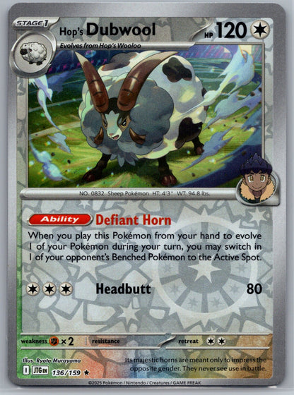Hop's Dubwool Holo Rare SV09: Journey Together 136/159 NM