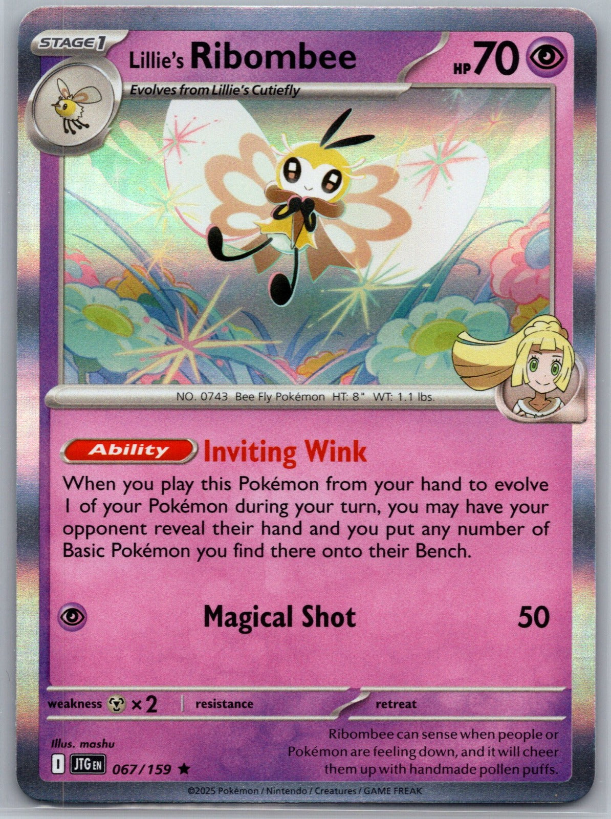 Lillie's Ribombee Holo Rare SV09: Journey Together 067/159 NM