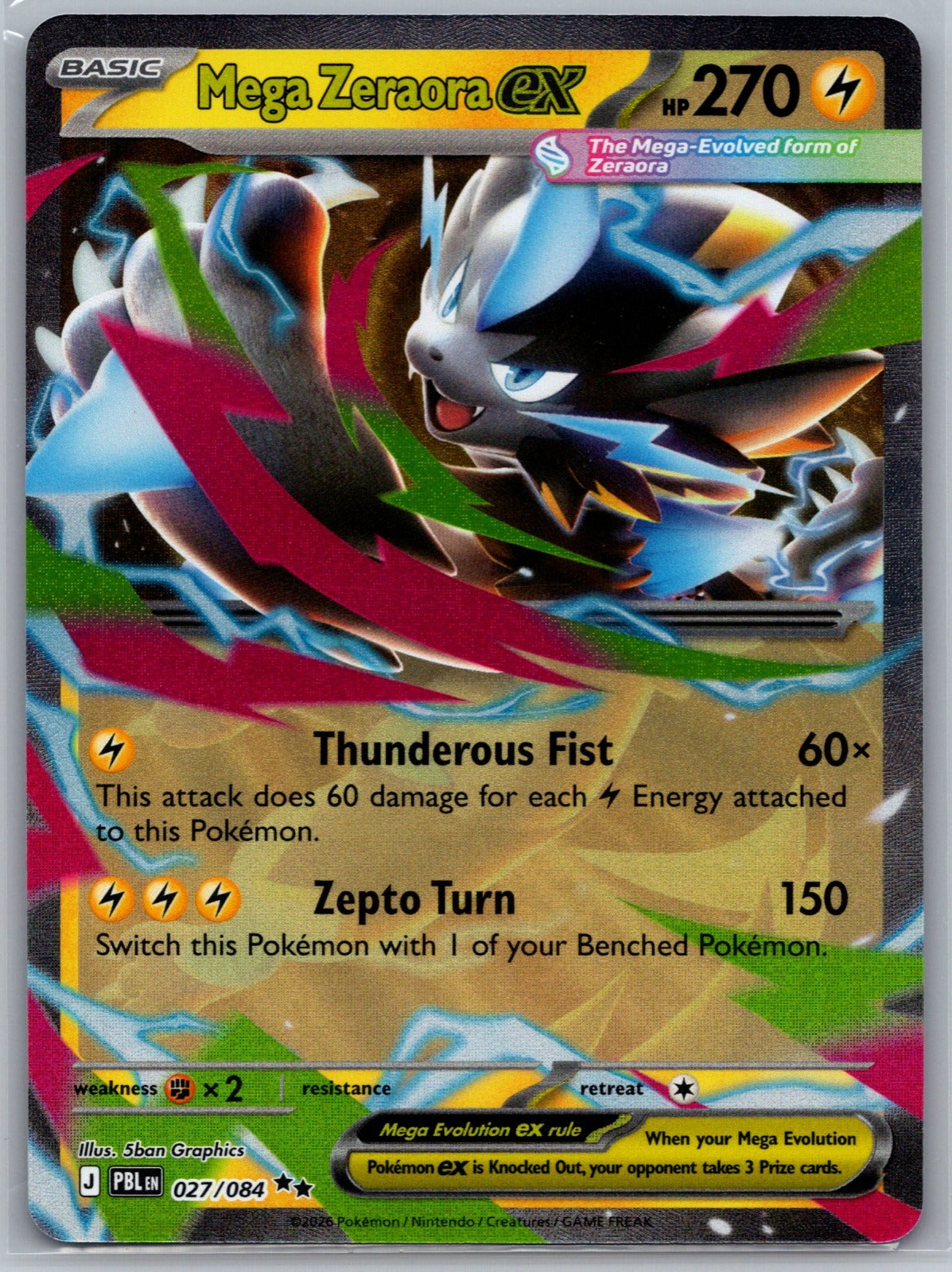 Mega Zeraora ex Holo Double Rare ME05: Pitch Black 027/084 NM