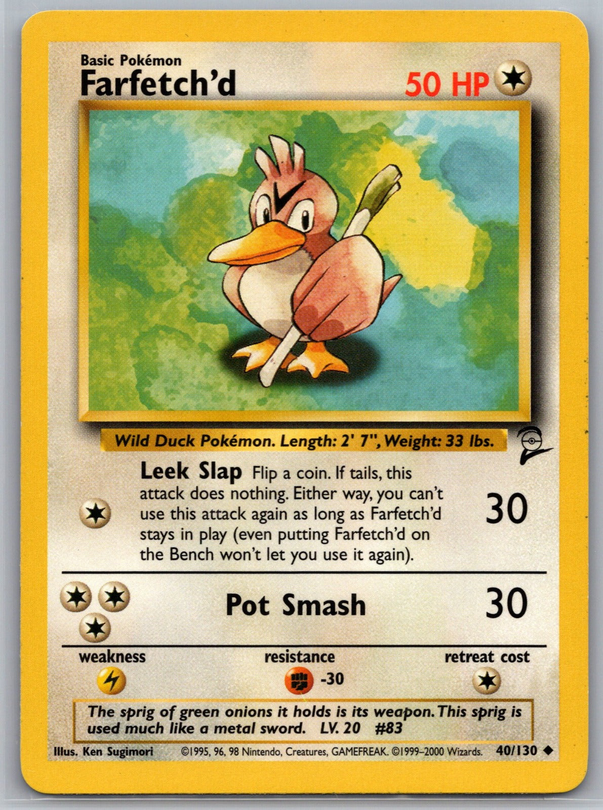 Farfetch'd Uncommon Base Set 2 040/130 NM